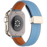 Vouwgesp gegroefde lederen horlogeband voor Apple Watch Ultra 49 mm / serie 8 & 7 45 mm / SE 2 & 6 & SE & 5 & 4 44 mm / 3 & 2 & 1 42 mm