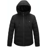 Men and Women Intelligent Constant Temperature USB Heating Hooded Cotton Clothing Warm Jacket (Color:Black Size:L)