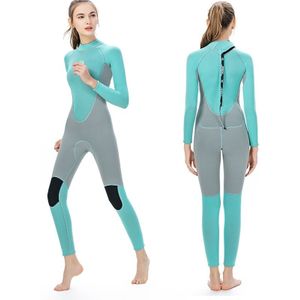 SLINX 1710 3mm Neoprene Super Elastic Wear-resistant Warm Contrast Long-sleeved One-piece Diving Wetsuit for Women  Size: L