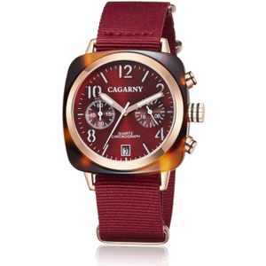 CAGARNY 6883 Fashion Waterproof Polychromatic Metal Shell Quartz Watch with Canvas Wristband