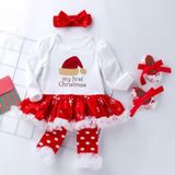Vierdelige Baby Snowflake Long-sleeved Dress (Color:Christmas Hat Size:73)