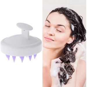 Silicone Head Scalp Massage Brush Hair Washing Scalp Cleanse Comb(White)