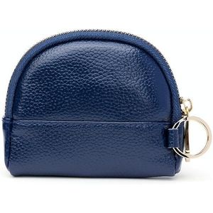 Leather Multifunctional Coin Purse Household Large-Capacity Key Card Case(5A Navy)