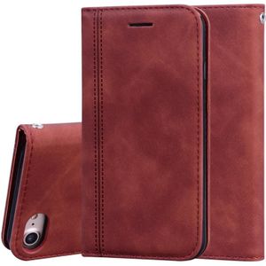 For iPhone SE 2020 & 8 & 7 Frosted Business Magnetic Horizontal Flip PU Leather Case with Holder & Card Slot & Lanyard(Brown)