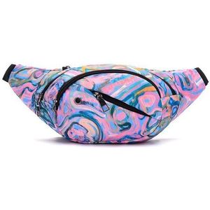 Color Printing Multi-function Casual Pockets Ladies Outdoor Purse Waist Bag(Purple)