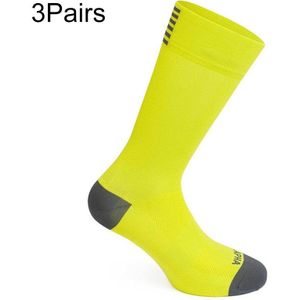3 Pairs Breathable Outdoor Sport Socks Road Bicycle Racing Cycling Sock(Yellow)