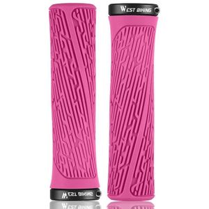 1 Pair WEST BIKING YP0804061 Bicycle Anti-Slip Shock Absorber Grip Mountain Bike Rubber Handlebar Cover(Rose Pink)