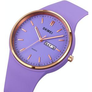 SKMEI 1747 Simple Bar scale Dial Silicone Strap Quartz Watch for Ladies(Purple)
