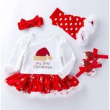 Vierdelige Baby Snowflake Long-sleeved Dress (Color:Christmas Hat Size:80)