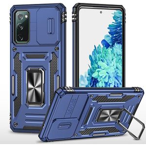 Voor Samsung Galaxy S20 FE Armor PC + TPU Camera Shield Phone Case (Marineblauw)