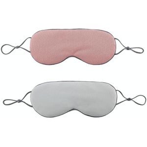 2 stks Dubbelzijdig Slaap Oogmasker Elastische Bandage Travel Eyeshade (Lotus Roze + Licht Grijs Blauw)