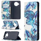 For Xiaomi Mi 10T Lite Colored Drawing Pattern Invisible Magnetic Horizontal Flip PU Leather Case with Holder & Card Slots & Wallet(Blue Leaves)