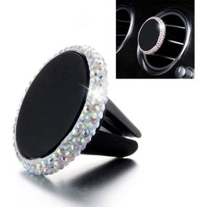 Car Diamond Magnetic Air Outlet Mobile Phone Holder (Colourful White)