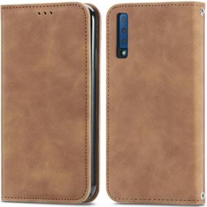 For Samsung Galaxy A7  2018 Retro Skin Feel Business Magnetic Horizontal Flip Leather Case with Holder & Card Slots & Wallet & Photo Frame(Brown)