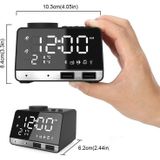 K11 Bluetooth alarm clock speaker creatieve digitale muziek klok display radio met dubbele USB-interface  ondersteuning U disk/TF-kaart/FM/AUX  EU plug (wit)
