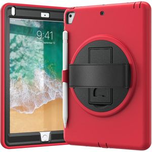 360 graden rotatie PC + TPU beschermende cover met houder & handriem en pensleuf voor Apple iPad Pro 9.7 (2016)(rood)