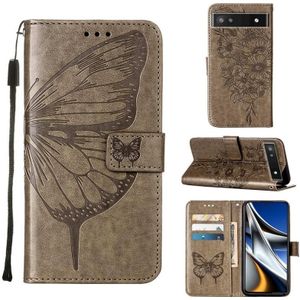 For Google Pixel 7 5G Embossed Butterfly Leather Phone Case(Grey)