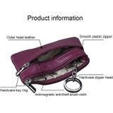 Cowhide Leather Zipper Solid Color Horizontal Card Holder Wallet RFID Blocking Coin Purse Card Bag Protect Case  Size: 11.4*7.4cm(Wine Red)