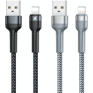REMAX RC-124i 1m 2.4A USB to 8 Pin Aluminum Alloy Braid Fast Charging Data Cable(Silver)