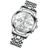 FNGEEN 4006 Men Automatic Mechanical Watch Waterproof Quartz Watch(White Steel White Surface)
