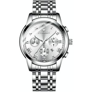 FNGEEN 4006 Men Automatic Mechanical Watch Waterproof Quartz Watch(White Steel White Surface)