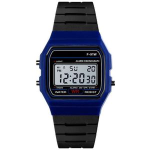 HONHX F-91W Analog Digital Motion LED Silicone Strap Multifunction Electronic Watch(Dark Blue)