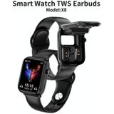 X8 1.69 inch IPS-scherm Smart Watch TWS Oorbuds  ondersteuning Bluetooth-oproep