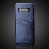 Fierre Shann Retro Oil Wax Texture PU Leather Case for Galaxy S10 Plus  with Card Slots (Blue)