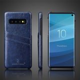 Fierre Shann Retro Oil Wax Texture PU Leather Case for Galaxy S10 Plus  with Card Slots (Blue)