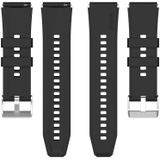 Protruding Head Silicone Strap Silver Buckle For Samsung Galaxy Watch3 41mm 20mm(Black)