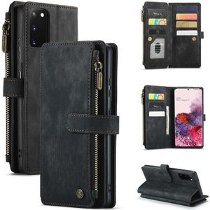 Voor Samsung Galaxy S20 5G CASEME-C30 PU + TPU Multifunctionele Horizontale Flip Lederen Case Met Houder & Card Slot & Portemonnee & Rits Pocket (Zwart)