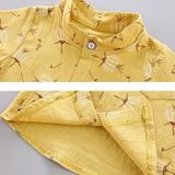 Summer Childrens Short-sleeved Suit Shirt Two-piece Suit (Color:Yellow Size:80)
