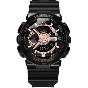 SANDA Outdoor Leisure Waterproof Multifunctional Luminous Electronic Watch(Black Rose Gold  Woman)