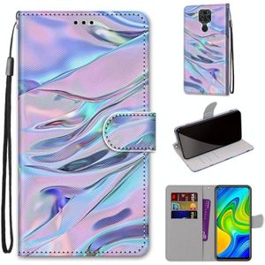 For Xiaomi Redmi Note 9 / 10X 4G Coloured Drawing Cross Texture Horizontal Flip PU Leather Case with Holder & Card Slots & Wallet & Lanyard(Fluorescent Water Texture)
