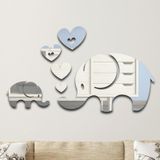 6 stks/set Acryl Olifant Spiegel Stereo Muurstickers Woondecoratie Zachte Spiegel (Zilver)