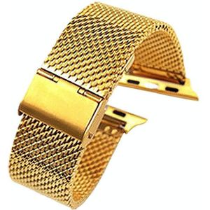 304 Stainless Steel Milanese Replacement Strap Watchband with Connector For Apple Watch Series 6 & SE & 5 & 4 44mm / 3 & 2 & 1 42mm(Gold)