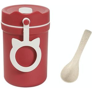 3 PCS Plastic Portable Handle Breakfast Cup Porridge Cup Suitable for Microwave Oven  Style: Cat Buckle (Hawthorn Red)