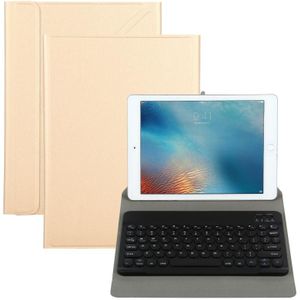 Universal Round Keys Detachable Bluetooth Keyboard + Leather Case without Touchpad for iPad 9-10 inch  Specification:Black Keyboard(Gold)