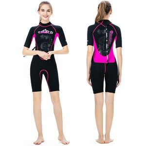 SLINX 1104 3mm Neoprene Super Elastic Wear-resistant Warm U-splicing Wet Short-sleeved One-piece Wetsuit for Women  Size: M