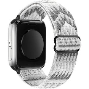 Etnische stijl gesp elastische horlogeband voor Apple Watch Ultra 49 mm / serie 8 & 7 45 mm / SE 2 & 6 & SE & 5 & 4 44 mm / 3 & 2 & 1 42 mm (grijs-witte diagonale driehoek)