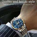 OLEVS 2858 heren multifunctioneel zakelijk waterdicht quartzhorloge (blauw + goud)