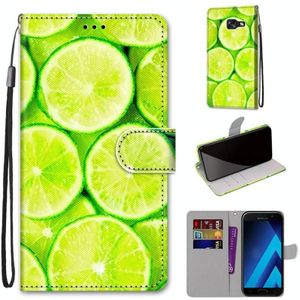 For Samsung Galaxy A5 2017 Coloured Drawing Cross Texture Horizontal Flip PU Leather Case with Holder & Card Slots & Wallet & Lanyard(Lime)