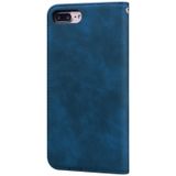 For iPhone 8 Plus & 7 Plus Frosted Business Magnetic Horizontal Flip PU Leather Case with Holder & Card Slot & Lanyard(Blue)