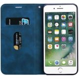For iPhone 8 Plus & 7 Plus Frosted Business Magnetic Horizontal Flip PU Leather Case with Holder & Card Slot & Lanyard(Blue)