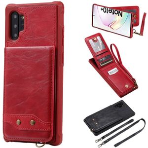 For Galaxy Note 10 Plus Vertical Flip Wallet Shockproof Back Cover Protective Case with Holder & Card Slots & Lanyard & Photos Frames(Red)