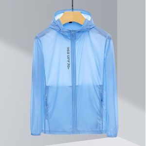 Mens Outdoor UV Proof Breathable Lightweight UPF 70 + Sunscreen Clothes For Couples (Color:Light Blue Size:XXL)