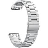 For Garmin Fenix 5 Three-Bead Stainless Steel Metal Watchband?Silver?  Size:26MM