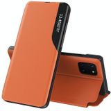 For Galaxy A81/Note 10 Lite/M60S Side Display Magnetic Shockproof Horizontal Flip Leather Case with Holder(Orange)