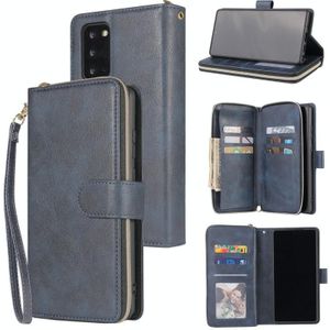 For Samsung Galaxy Note20 Zipper Wallet Bag Horizontal Flip PU Leather Case with Holder & 9 Card Slots & Wallet & Lanyard & Photo Frame(Blue)