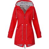 Women Waterproof Rain Jacket Hooded Raincoat  Size:XXXL(Red)